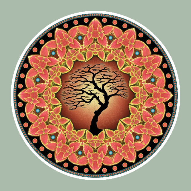 China Red Coleus Circle, Mandala Art